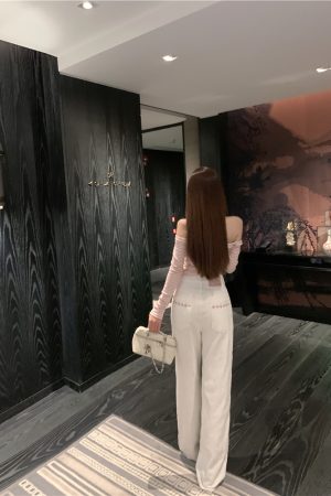 White Denim Embroidered Wide-Leg Pants - Heavy-Duty Internet Celebrity Style for Trendy 90s and Y2K Fashion