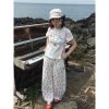 White Dolphin Print Short Sleeve T-Shirt for Women, Fitted Summer Top, Sweet and Spicy American Style, Y2K Fashion