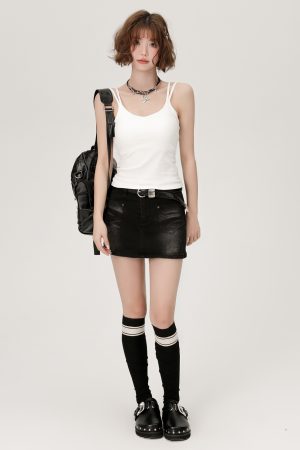 White Double-Strap Camisole for Women - Summer Layering Top with Chest Pads, Sexy Back Design, Perfect for Y2K and Korean Style Fashion