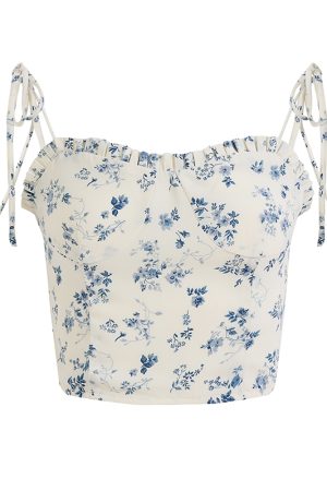 White Floral Ruffled Slim Fit Camisole Top - 2025 French Style Women's Fashion, Unique Design, Perfect for Spring & Summer