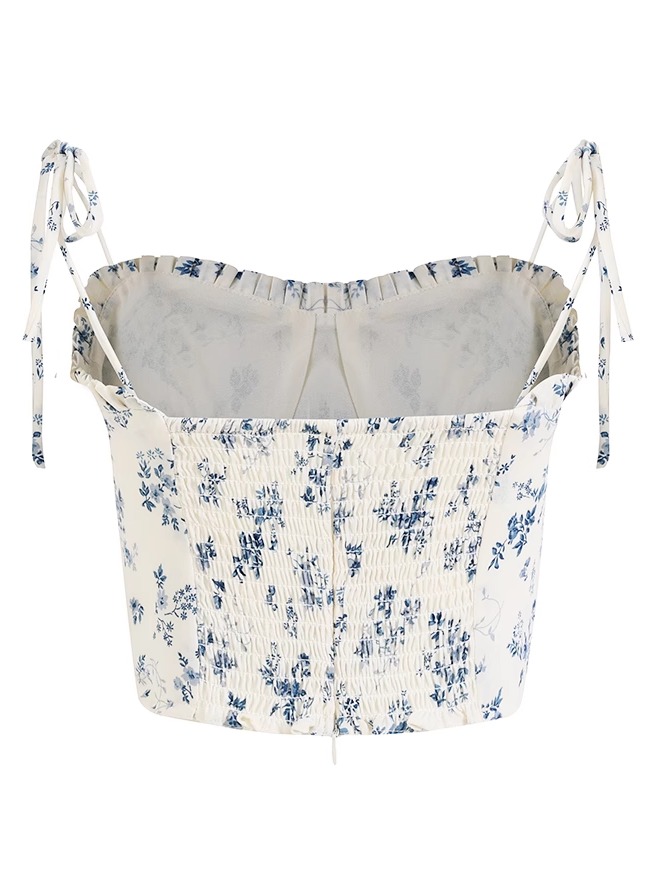 White Floral Ruffled Slim Fit Camisole Top - 2025 French Style Women's Fashion, Unique Design, Perfect for Spring & Summer White Floral Ruffled Slim Fit Camisole Top - 2025 French Style Women's Fashion, Unique Design, Perfect for Spring & Summer