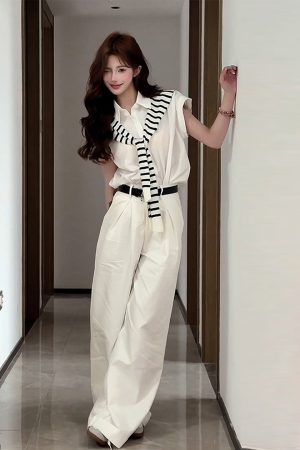 White Flutter Sleeve Short Sleeve Shirt for Women - French Style Summer Shawl Jacket, Loose Slimming Two-Piece Set, Trendy Fashion Top