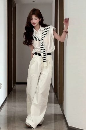 White Flutter Sleeve Short Sleeve Shirt for Women - French Style Summer Shawl Jacket, Loose Slimming Two-Piece Set, Trendy Fashion Top