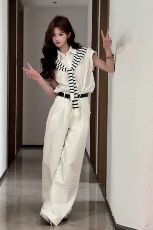 White Flutter Sleeve Short Sleeve Shirt for Women - French Style Summer Shawl Jacket, Loose Slimming Two-Piece Set, Trendy Fashion Top