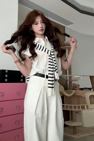 White Flutter Sleeve Short Sleeve Shirt for Women - French Style Summer Shawl Jacket, Loose Slimming Two-Piece Set, Trendy Fashion Top