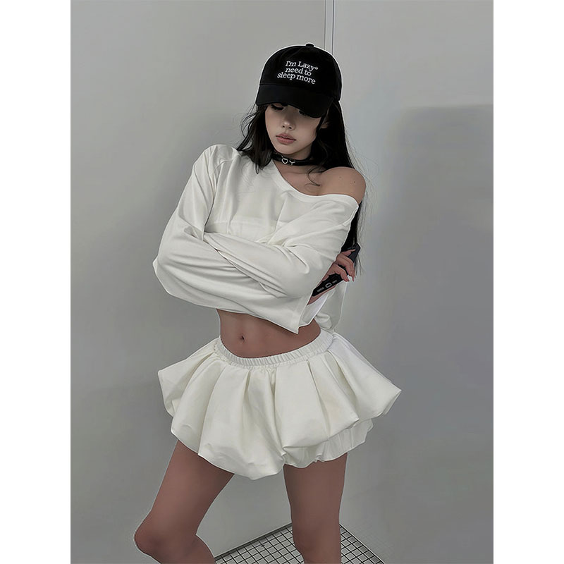 White Hepburn Floral Bud A-Line Skirt for Women - Summer Low-Waist Puff Half Skirt, Slimming Design for Effortless Style White Hepburn Floral Bud A-Line Skirt for Women - Summer Low-Waist Puff Half Skirt, Slimming Design for Effortless Style