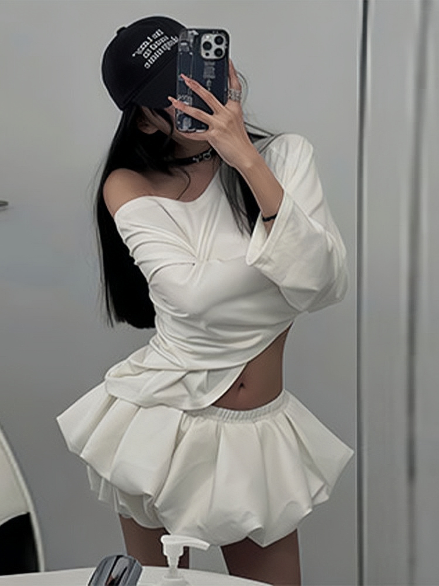 White Hepburn Floral Bud A-Line Skirt for Women - Summer Low-Waist Puff Half Skirt, Slimming Design for Effortless Style White Hepburn Floral Bud A-Line Skirt for Women - Summer Low-Waist Puff Half Skirt, Slimming Design for Effortless Style