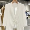 White Lightweight Elegant Blazer - Women's Chinese Street Style Suit Jacket for Summer 2025 Fashion