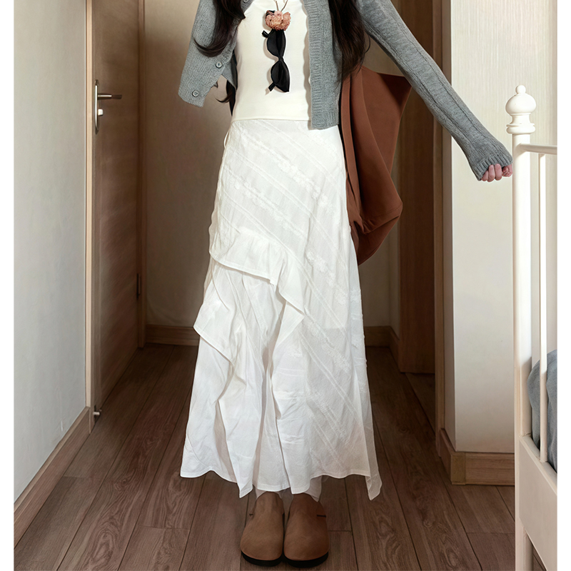White Long Half Skirt 2025 - Korean Style Plus Size Irregular Mermaid Cake Skirt for a Slimming Look White Long Half Skirt 2025 - Korean Style Plus Size Irregular Mermaid Cake Skirt for a Slimming Look