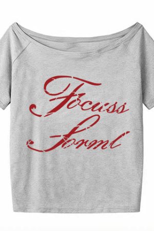 White Off-Shoulder T-Shirt for Women - Summer Letter Print, Slim Fit, Short Sleeve Cropped Top, Sexy Shoulder-Baring Style