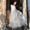 White Princess Puff Skirt Morning Robe Engagement Dress - French High-End Light Wedding Dress for Travel Photography