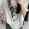White Printed Short-Sleeve T-Shirt for Women - Loose Round Neck, Spring/Summer Cotton Top with Sun Grapefruit Design, Casual Style
