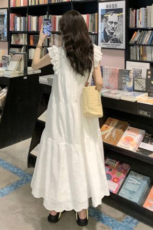 White Short Sleeve Plus Size A-Line Dress for Women, Summer Flattering Loose Fit, Elegant and Comfortable, Perfect for Chubby Figures