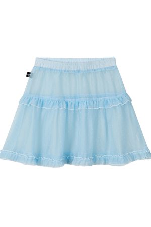 White Snow Lace Mesh Polka Dot Ruffled Elastic Waist Layered Sheer Half Skirt - Cute Y2K Style Party Skirt for Trendy Outfits