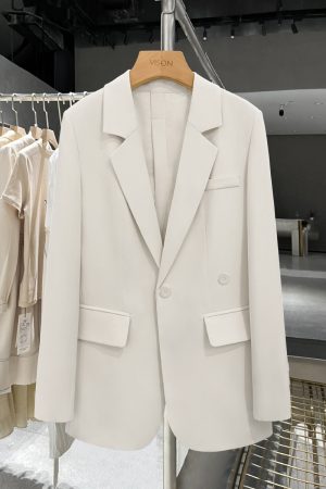 White Suit Jacket for Women, Unique Back Split Blazer, Niche Goddess Style, Spring Autumn 2025 Fashion, Chic Outerwear