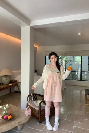 White Thin Knit Cardigan for Women - Soft, Sun-Protective Layering Item, Slightly Chubby, Misty Girl Style