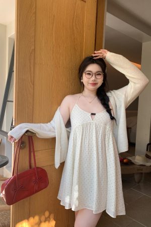 White Thin Knit Cardigan for Women - Soft, Sun-Protective Layering Item, Slightly Chubby, Misty Girl Style