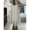 White Tulle Half-Length Skirt for Women, Plus-Size Irregular Design, Mid-Length Lace Skirt to Flatter Hips, 2025 Style