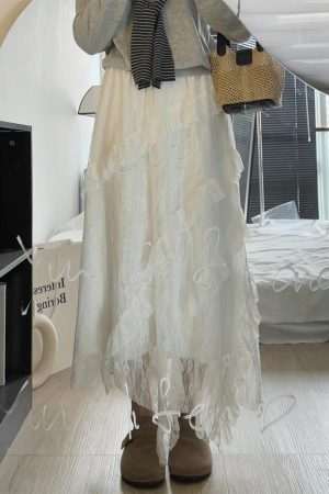 White Tulle Half-Length Skirt for Women, Plus-Size Irregular Design, Mid-Length Lace Skirt to Flatter Hips, 2025 Style