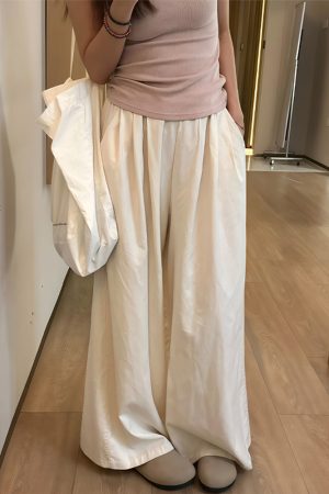 White Wide-Leg Casual Pants for Women - Summer 2025 Thin Loose BF Style Plus Size Draped Trousers