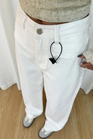 White Wide-Leg Jeans for Plus Size Women - 2025 New Style, Slimming Loose Straight-Leg Pants for Petite and Curvy Fit