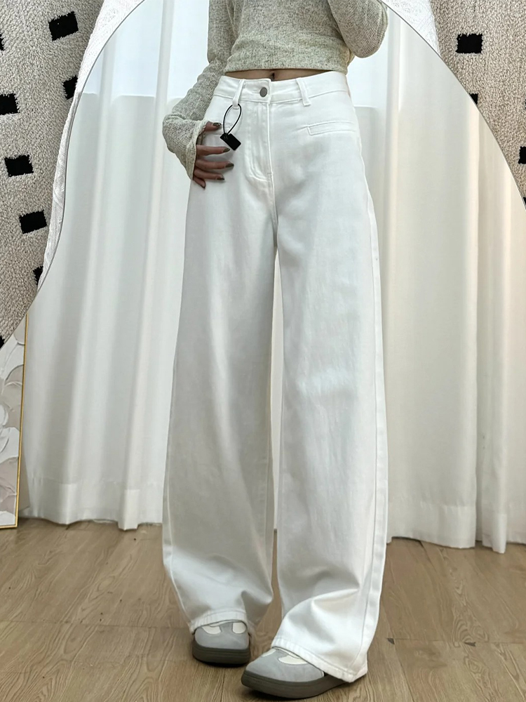 White Wide-Leg Jeans for Plus Size Women - 2025 New Style, Slimming Loose Straight-Leg Pants for Petite and Curvy Fit White Wide-Leg Jeans for Plus Size Women - 2025 New Style, Slimming Loose Straight-Leg Pants for Petite and Curvy Fit