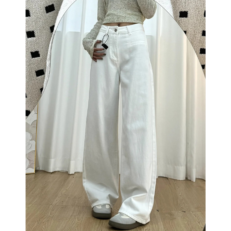 White Wide-Leg Jeans for Plus Size Women - 2025 New Style, Slimming Loose Straight-Leg Pants for Petite and Curvy Fit White Wide-Leg Jeans for Plus Size Women - 2025 New Style, Slimming Loose Straight-Leg Pants for Petite and Curvy Fit