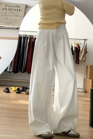 White Wide-Leg Pants for Women - 2025 New Style Loose High-Waisted Plus Size Slimming BF Fashion