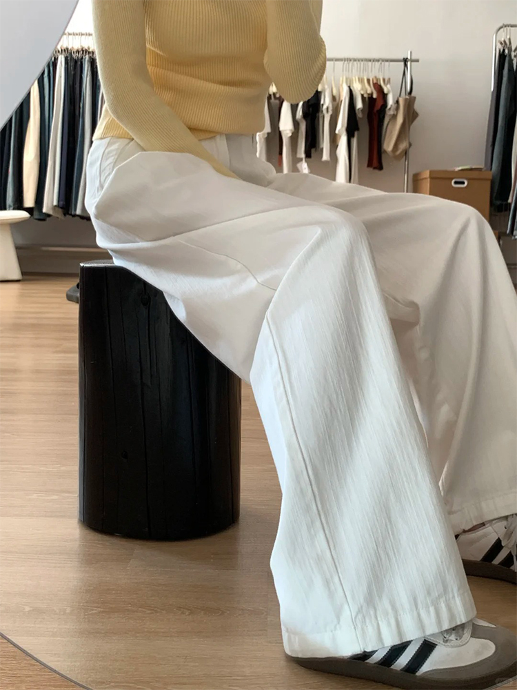 White Wide-Leg Pants for Women - 2025 New Style Loose High-Waisted Plus Size Slimming BF Fashion White Wide-Leg Pants for Women - 2025 New Style Loose High-Waisted Plus Size Slimming BF Fashion