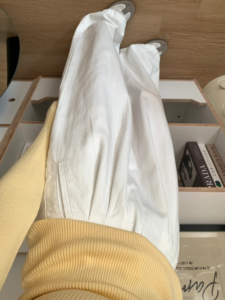 White Wide-Leg Pants for Women - 2025 New Style Loose High-Waisted Plus Size Slimming BF Fashion White Wide-Leg Pants for Women - 2025 New Style Loose High-Waisted Plus Size Slimming BF Fashion