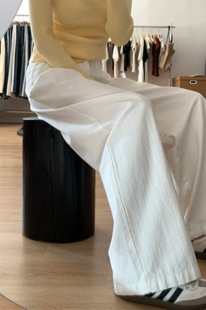 White Wide-Leg Pants for Women - 2025 New Style Loose High-Waisted Plus Size Slimming BF Fashion