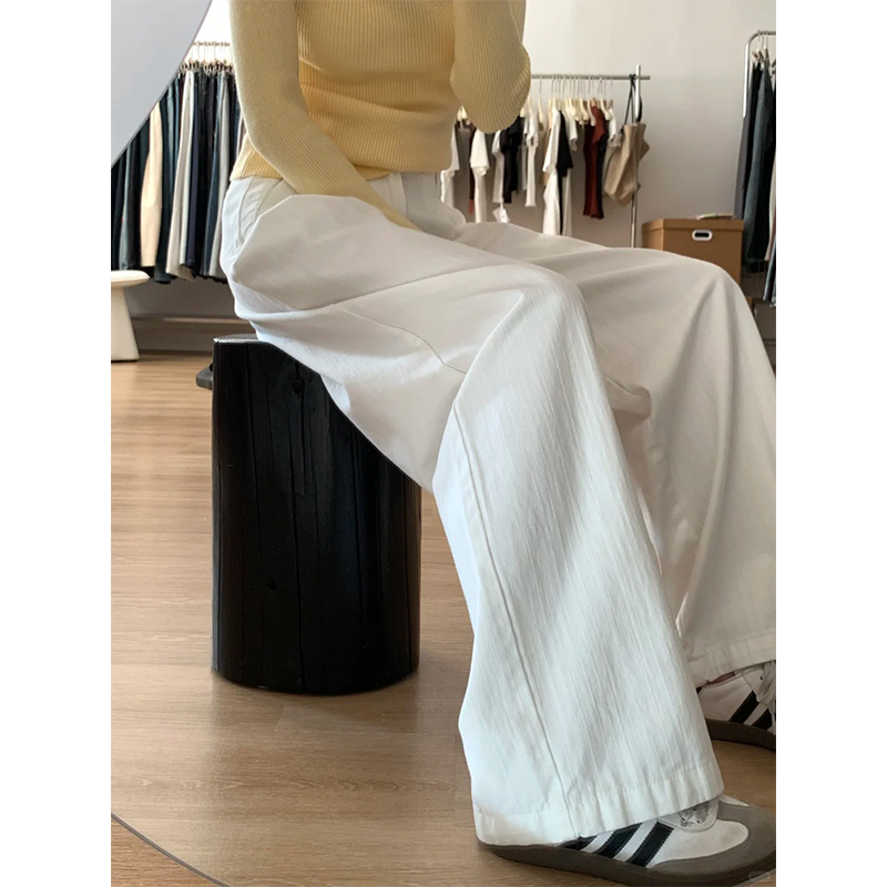 White Wide-Leg Pants for Women - 2025 New Style Loose High-Waisted Plus Size Slimming BF Fashion White Wide-Leg Pants for Women - 2025 New Style Loose High-Waisted Plus Size Slimming BF Fashion