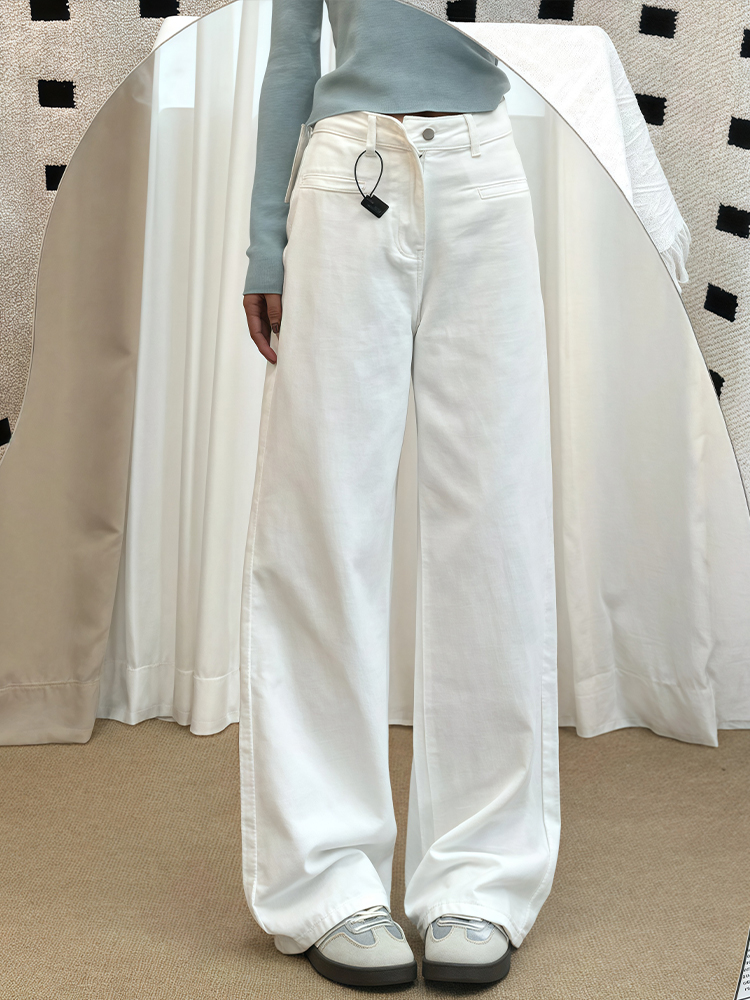 White Wide-Leg Pants for Women - Summer 2025 Thin Straight-Leg Jeans, Plus Size for Curvy Figures, Flattering Fit for Petites White Wide-Leg Pants for Women - Summer 2025 Thin Straight-Leg Jeans, Plus Size for Curvy Figures, Flattering Fit for Petites