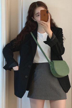 White Women's Blazer - High-End Street Fashion Suit Jacket, Loose Casual Silhouette, Slim Fit for Spring & Autumn 2025