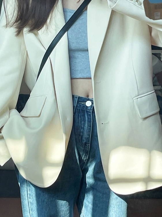 White Women's Blazer - High-End Street Fashion Suit Jacket, Loose Casual Silhouette, Slim Fit for Spring & Autumn 2025 White Women's Blazer - High-End Street Fashion Suit Jacket, Loose Casual Silhouette, Slim Fit for Spring & Autumn 2025