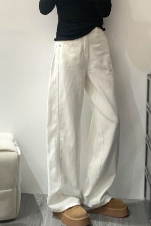 White Women's Plus Size Wide-Leg Curved Knife Pants - Summer 2025 Flattering Scythe Design for Effortless Style