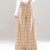 Wide-Leg Plaid Casual Pants for Women - Spring Summer Loose BF Style, Draping Straight Long Trousers, Trendy 90s Inspired