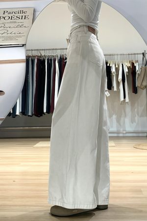 Wide-Leg White Jeans for Women - Loose Fit Lazy Style Plus-Size Pants for Pear-Shaped Figures and Thick Legs, 2025 Fashion Trend
