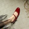 Wine Red French-Style Mary Jane Shoes for Women, Low-Heeled Flats, Chinese Artistic Design, Sweet Wedding Footwear