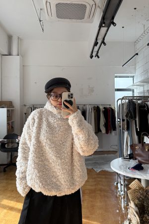 Winter Curly Pullover Jacket - Cozy Private Outfit for Women, Trendy Layering Piece for Y2K and Korean Style Fashion