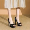 Women's 2025 Summer High Heels - Versatile Peep-Toe Slip-On Shoes with 12CM Platform for Ceremonies and Parties