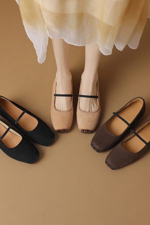 Women's 2025 Summer Soft-Soled Ballet Flats in Top Layer Cowhide - Height-Increasing, Large Size 41, Stylish Comfort