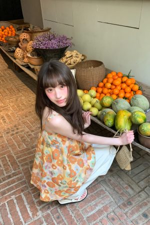 Women's A-Line Camisole with Oil Painting Print - Summer 2025 Korean Casual Vacation Top