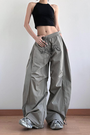 Women's American Cargo Pants - Loose Wide-Leg Design, Curved Blade, Hip-Hop Casual Paratrooper Street Dance Sports Pants