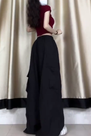 Women's American Casual Cargo Pants - Loose Fit, Straight-Leg Wide-Leg, Trendy Street Dance Hip-Hop Style, Perfect for Petite Sizes