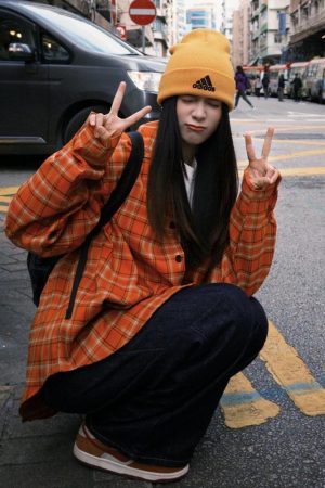 Women's American Plaid Long Sleeve Shirt with Polo Collar, Loose Casual Spring Jacket for Sun Protection, Couples Style