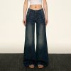 Women's American Retro Blue Flared Jeans - Loose Straight Wide-Leg Pants for Spring 2025, Trendy Korean Style