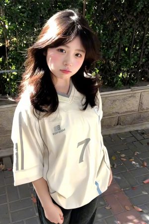 Women's American Retro Color-Blocked Jersey T-Shirt, Summer Oversized V-Neck Top with Woven Strap, Sporty Short Sleeves