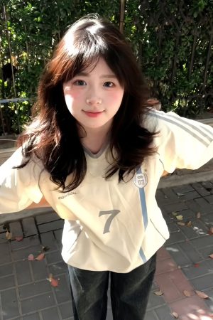 Women's American Retro Color-Blocked Jersey T-Shirt, Summer Oversized V-Neck Top with Woven Strap, Sporty Short Sleeves