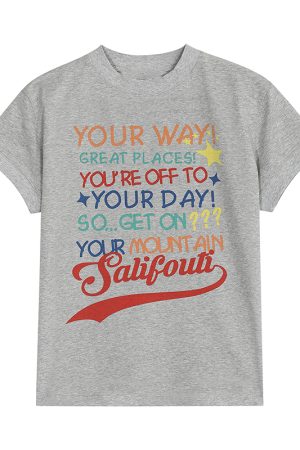 Women's American Retro Letter Print Round Neck T-Shirt - Casual Short Sleeve Summer Top - Trendy 90s Style